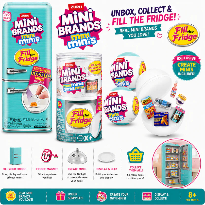 ZURU Mini Brands Fill the Fridge Mini Fridge Playset 1 Fridge 2 Capsules