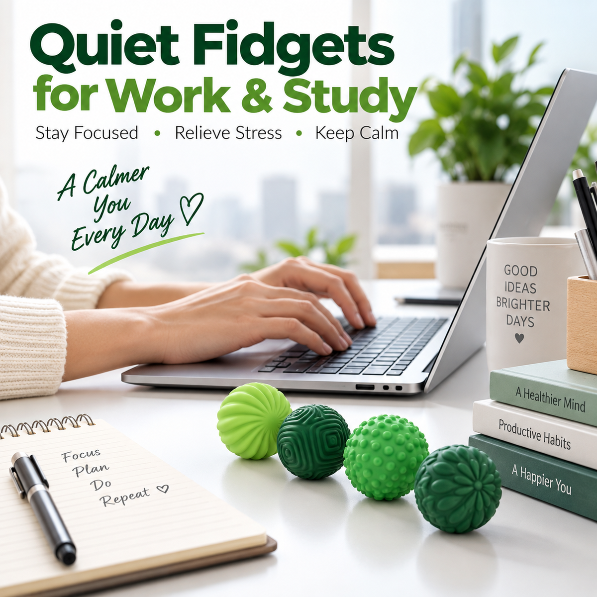 Silicone Magnetic Balls Fidget Toys for Adults & Teens - 4PCS Stress Relief Sensory Toys for Autism ADHD Anxiety - Fun Textures Gadgets - Office Desk Toy - Stocking Stuffers for Women Men Teen Gift