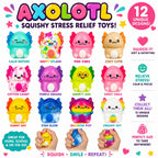 12PC Axolotl Squishy Toys – Soft Slow Rising Stress Relief Sensory Fidget Toys for Kids Girls – Classroom Rewards - Birthday Party Favors - Treasure Box Prizes