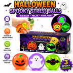 3Pcs Halloween Squishy Stress Ball Glow in The Dark Squeeze Ball Fidget Toy