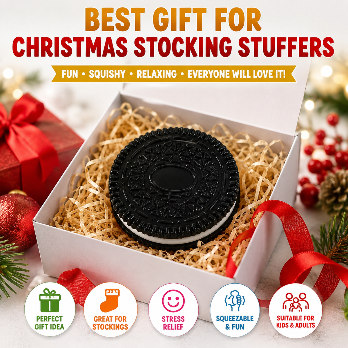 Sticky Cookie Squishy Toy – Soft Squeeze Sensory Fidget Toy for Kids & Adults