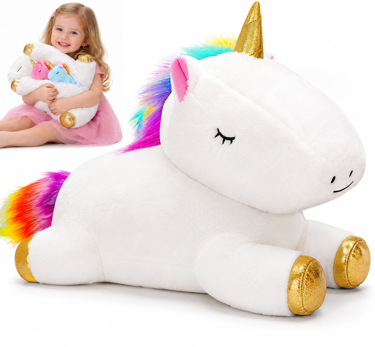 Toy for Girls Ages 0 1 2 3 4 5 6 7 8+ Years - Unicorn Mommy Stuffed Animal, Soft Unicorn Plush Toy, Christmas Birthday Gifts for Baby, Toddler, Kids