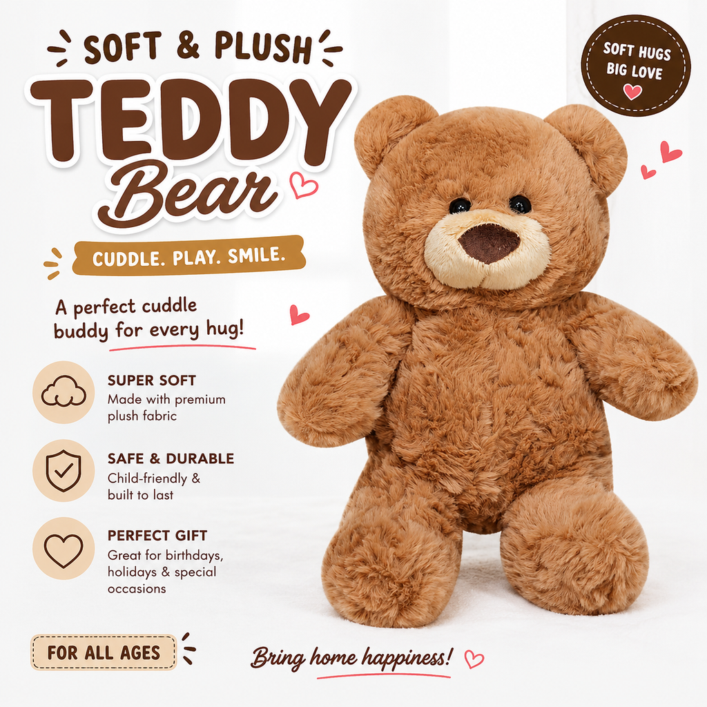 10inch Teddy Bear Stuffed Animal - Soft Teddy Bear Plushie Toys - Birthday Christmas Valentine's Day Gifts for Kid Boys Girls (Brown)