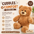 10inch Teddy Bear Stuffed Animal - Soft Teddy Bear Plushie Toys - Birthday Christmas Valentine's Day Gifts for Kid Boys Girls (Brown)