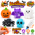 Halloween Pimple Popping Toy Set with Syringe for Squishies -5 Pack Halloween Squishy Needle Air Injection Fidget Toys - Pimple Popper Toy ASMR Sensory Stress Relief Toys - Halloween Party Favors