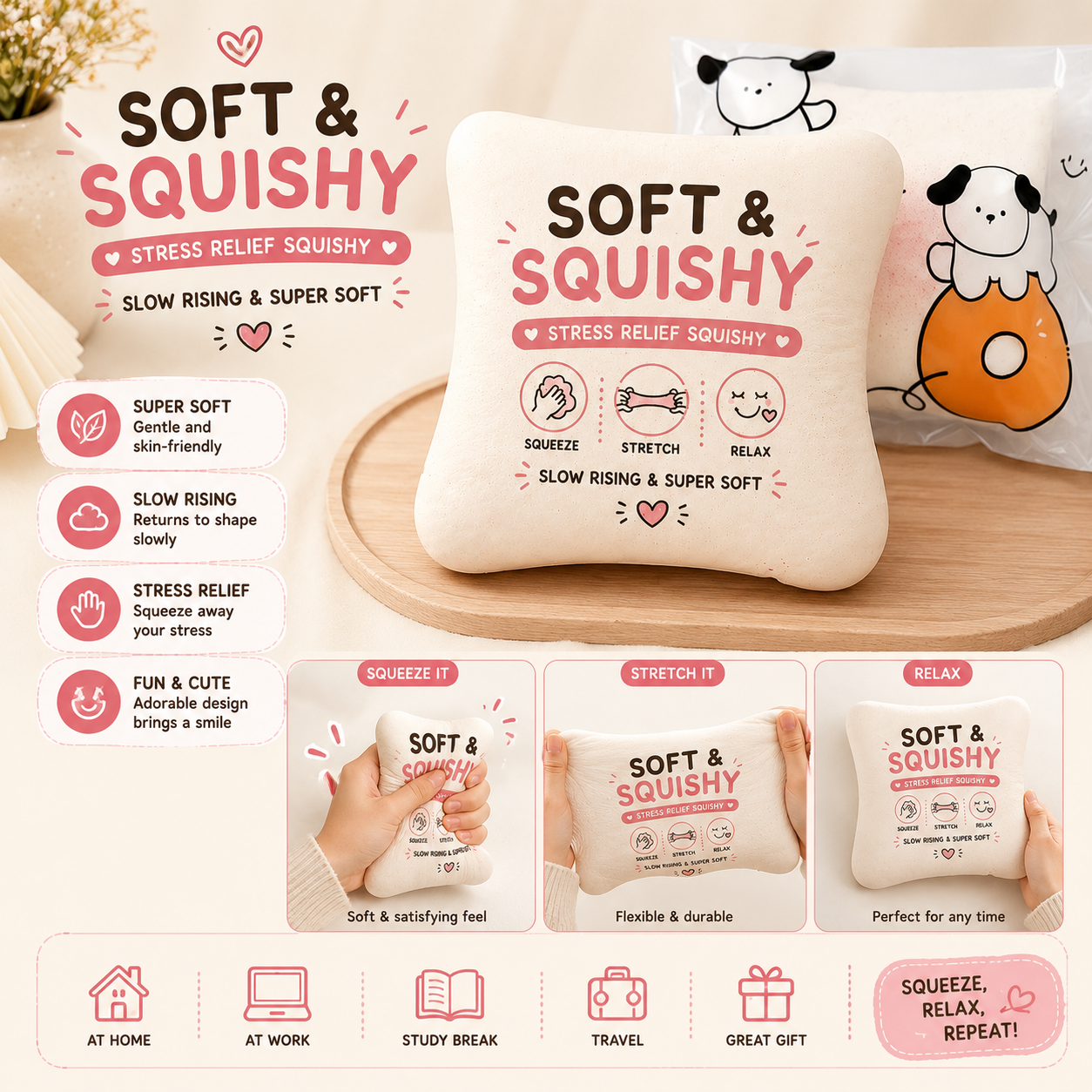 Bread Butter Squishy - Slow Rising Squishy Stocking Stuffers Stress Balls -Stress Relief & Fidget Toys for ADHD - Party Favor Gift (White)