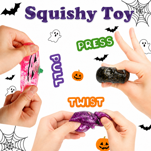8-Piece Halloween Squishy Stress Ball Set for Kids