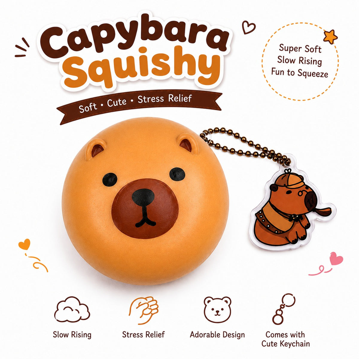 Capybara Squishies - Cute Capybara Animal Squeeze Balls - Anxiety Relief Fidget Squishies