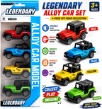 4-Pack 4x4 Off-Road SUV Toy Cars - Mini Pull Back Truck Vehicles Set - Jeep-Like Styling for Kids & Toddlers - Party Favors and Birthday Gifts