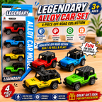 4-Pack 4x4 Off-Road SUV Toy Cars - Mini Pull Back Truck Vehicles Set - Jeep-Like Styling for Kids & Toddlers - Party Favors and Birthday Gifts