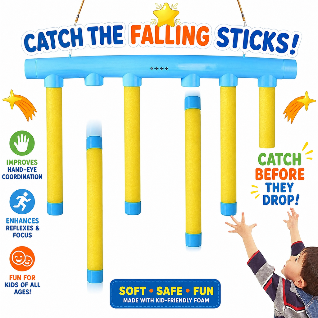 Reflex Drop Sticks Challenge Game - Hand Eye Coordination Training Toy - Reaction Time Training - Hand Speed Challenge Games - Adjustable Speed Catching Sticks Game