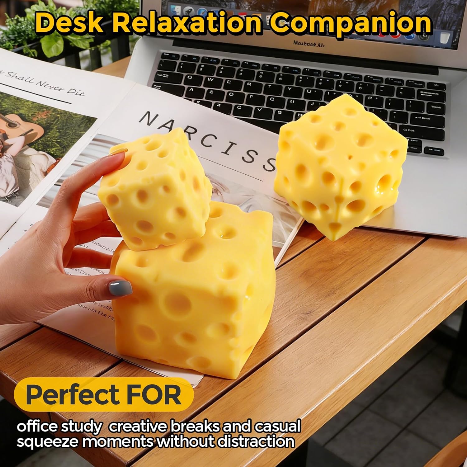 Jumbo Cheese Squishy Stress Relief Toy Slow Rising Sensory Squeeze Yellow