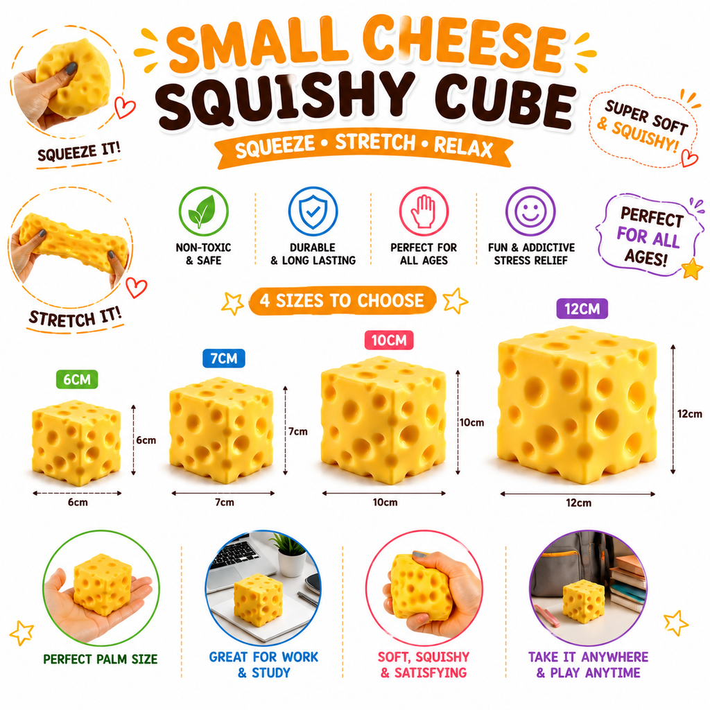 Jumbo Cheese Squishy Stress Relief Toy Slow Rising Sensory Squeeze Yellow