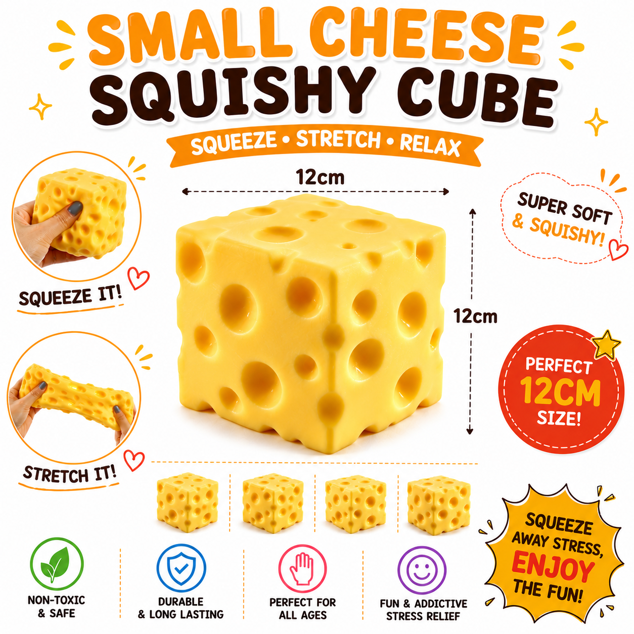 Jumbo Cheese Squishy Stress Relief Toy Slow Rising Sensory Squeeze Yellow