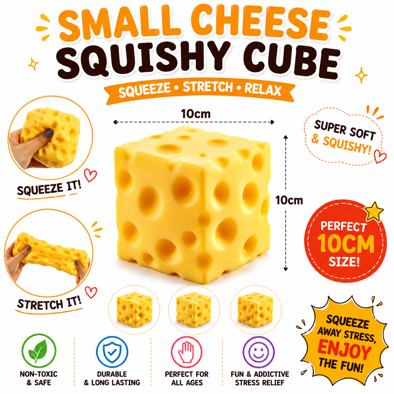 Jumbo Cheese Squishy Stress Relief Toy Slow Rising Sensory Squeeze Yellow
