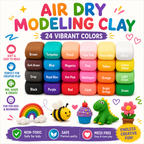 Air Dry Clay 24 Colors - Modeling Clay for Kids - DIY Molding Magic Clay - Toy Gifts for Age 3+ Years Old Boys Girls Kids