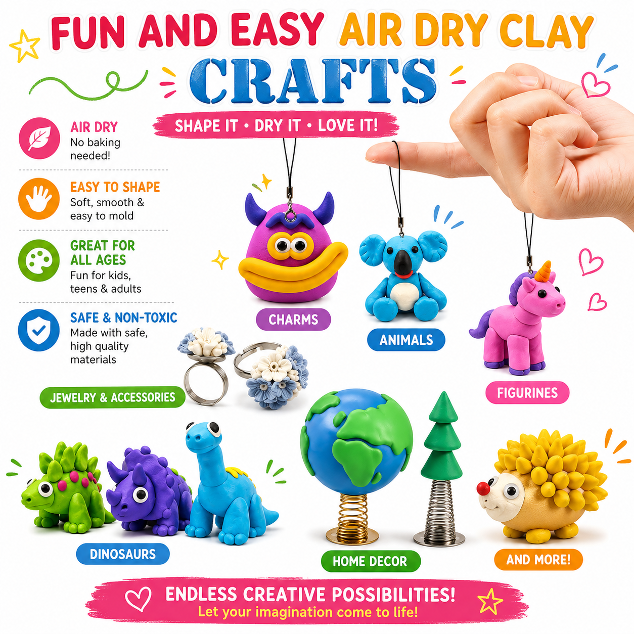 Air Dry Clay 24 Colors - Modeling Clay for Kids - DIY Molding Magic Clay - Toy Gifts for Age 3+ Years Old Boys Girls Kids