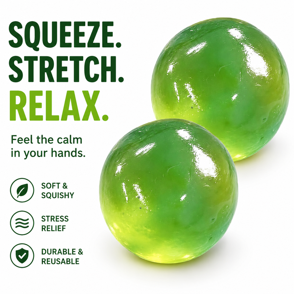 Coconut Oil Squeeze Toys  - 2 Pack Malt Sugar Balls Filled Stress Relief Squishy Soft Non-Sticky Sensory Fidget Toy for Adults Anxiety Relief
