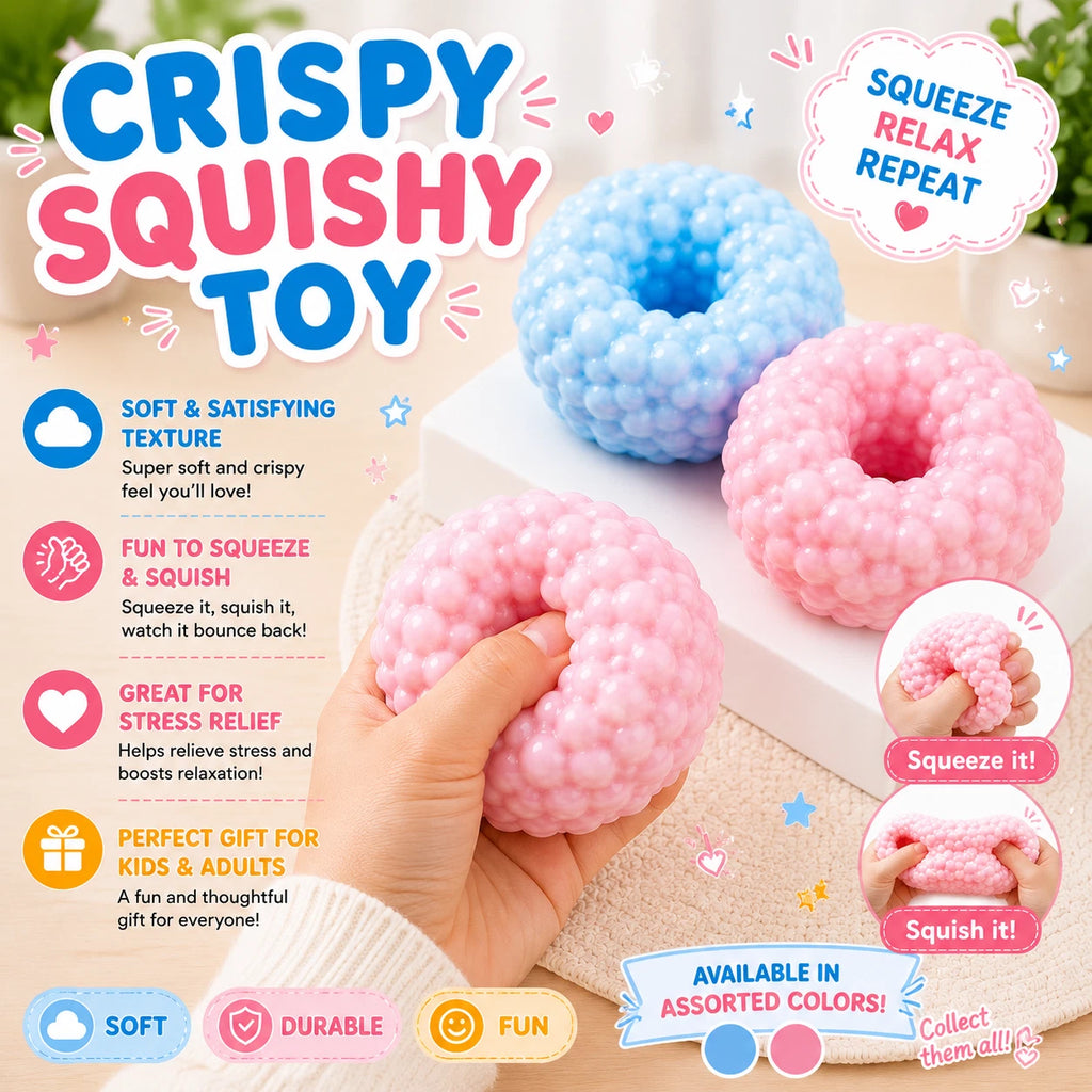 2 Pcs Crunchy Noisy Stress Balls - Ice Skin Crunchy Squishy Balls - Soft Moldable Squeeze Balls for Home Office or Travel for Adults