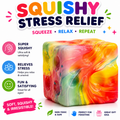 Squishy Cube Toy - Slow Rising Sensory Fidget Cube - Soft Stress Relief Squeeze Toy for Kids and Adults