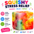 Squishy Cube Toy - Slow Rising Sensory Fidget Cube - Soft Stress Relief Squeeze Toy for Kids and Adults