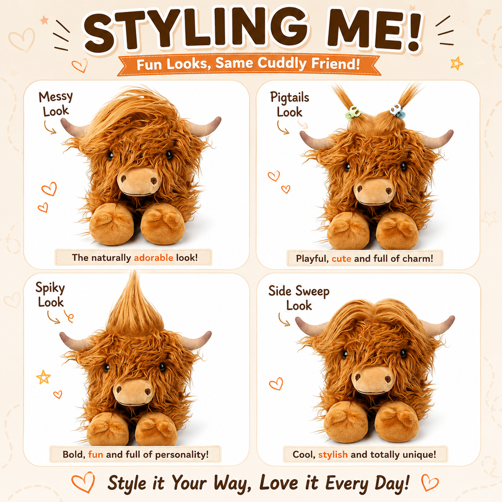 Highland Cow Stuffed Animal – Microwavable Heatable & Coolable Lavender Scented Plush