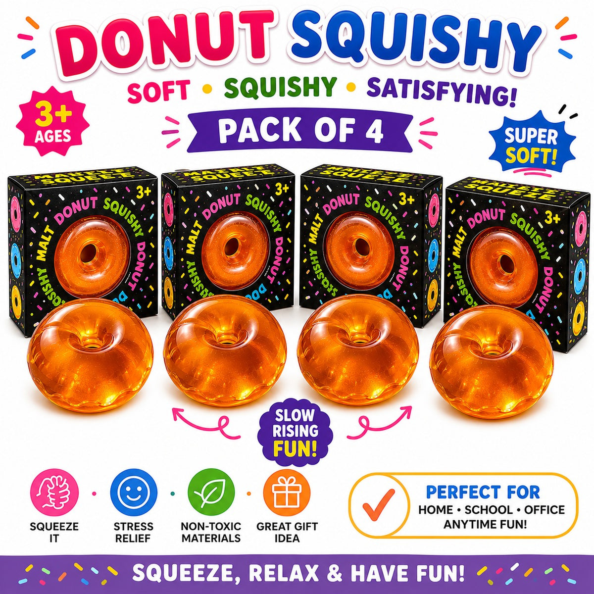 Donut Squishy Toy – Blue Soft Slow Rising Stress Relief Sensory Fidget Squeeze Toys for Kids & Adults - Squishy Donut Set