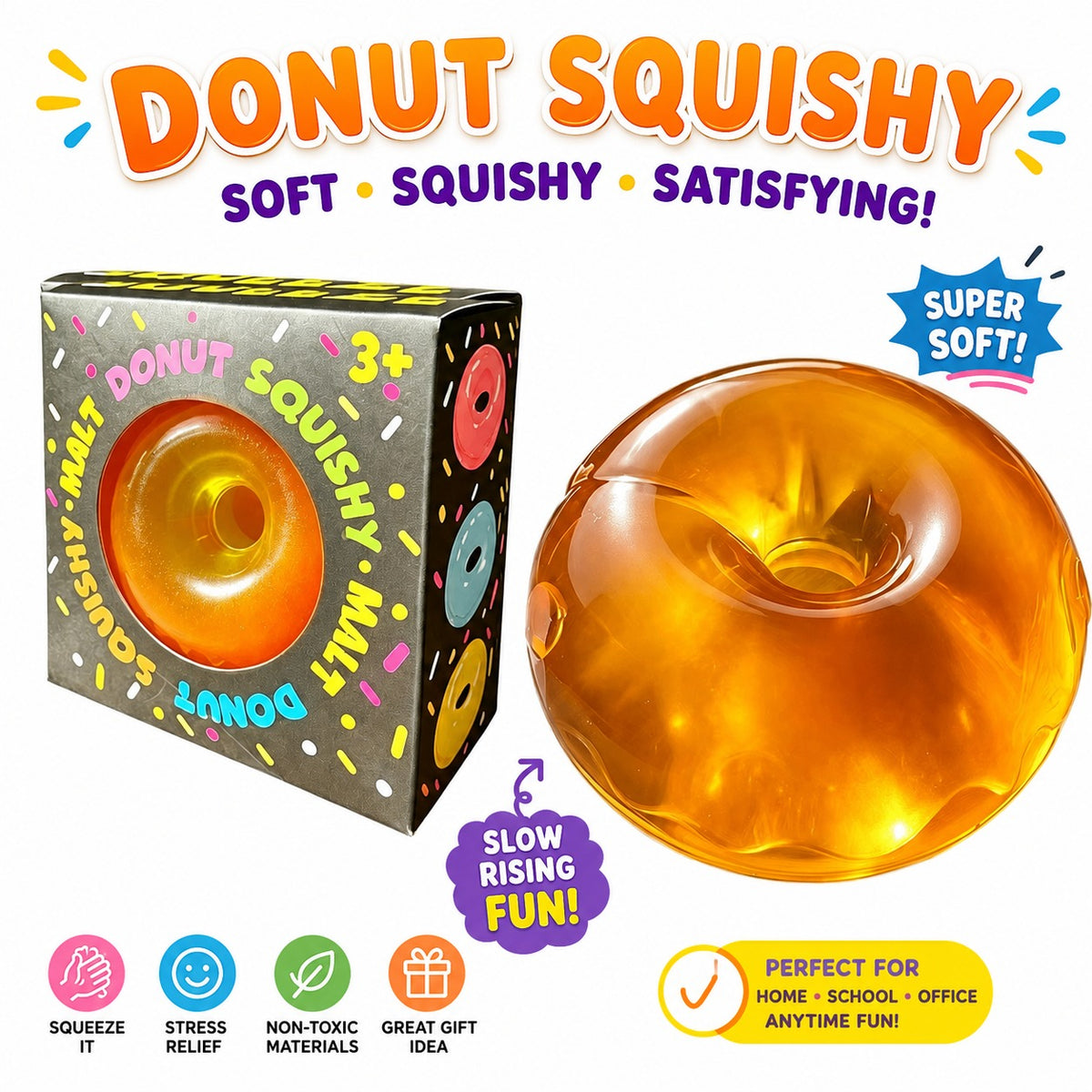 Donut Squishy Toy – Blue Soft Slow Rising Stress Relief Sensory Fidget Squeeze Toys for Kids & Adults - Squishy Donut Set