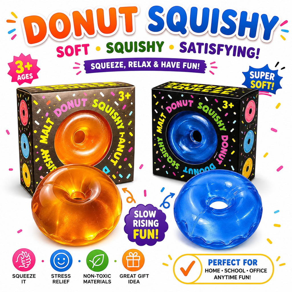 Donut Squishy Toy – Blue Soft Slow Rising Stress Relief Sensory Fidget Squeeze Toys for Kids & Adults - Squishy Donut Set