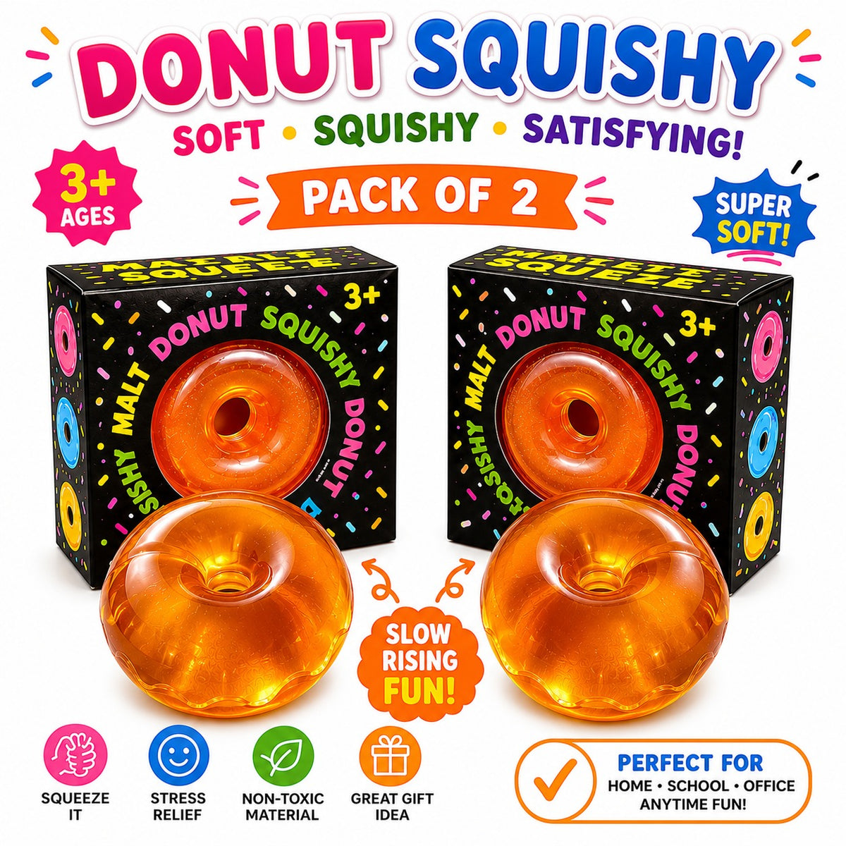 Donut Squishy Toy – Blue Soft Slow Rising Stress Relief Sensory Fidget Squeeze Toys for Kids & Adults - Squishy Donut Set
