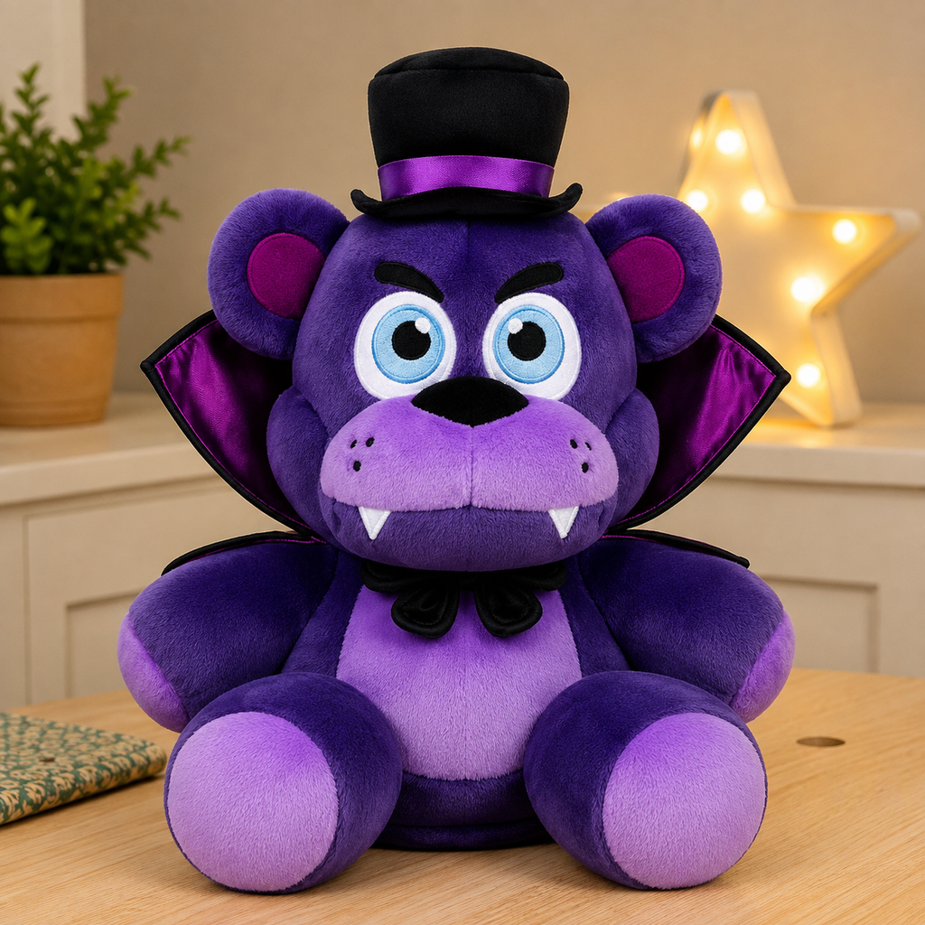 Purple Devil Bear Plush Toy – Cute Vampire Stuffed Animal with Top Hat & Cape
