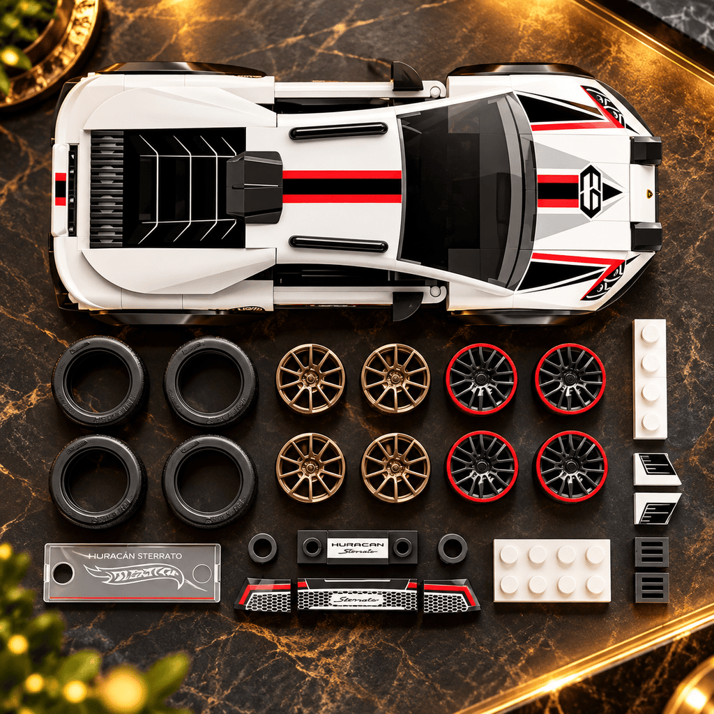 Mattel Brick Shop Hot Wheels Lamborghini Huracán Sterrato Building Toy Kit, 268 Pieces, Collector Set