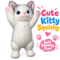 3D Chubby Cat Squishy for Stress Relief – Hyper-Realistic Cat Squeeze Sensory Tool for Adults & Teens 16+ | Ultra-Soft Decompression Fidget Toy | Cute Collectible Desk Decor (Gray)