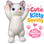 3D Chubby Cat Squishy for Stress Relief – Hyper-Realistic Cat Squeeze Sensory Tool for Adults & Teens 16+ | Ultra-Soft Decompression Fidget Toy | Cute Collectible Desk Decor (Gray)