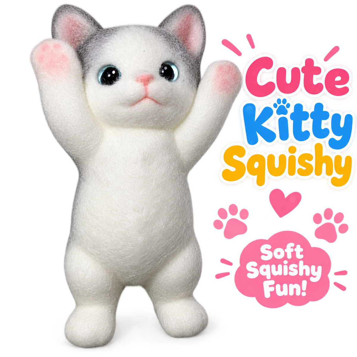 3D Chubby Cat Squishy for Stress Relief – Hyper-Realistic Cat Squeeze Sensory Tool for Adults & Teens 16+ | Ultra-Soft Decompression Fidget Toy | Cute Collectible Desk Decor (Gray)