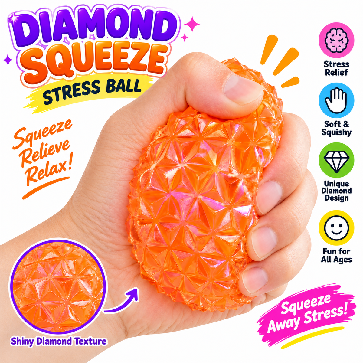 Diamond Squishy Fidget Toys - Slow Rising Kids Squishy Toys - Sensory Toys