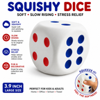 funny squee Large Dice Stress Ball - 3.1 Inches Foam Dice Squishies Toys for Kids Board Game - to Get Your Lucky Numbers!