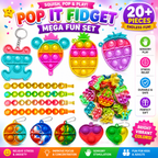 160 Pcs Fidget Toys Party Favors Pack - Randomly Selected Pop Sensory Set Gifts Stickers for Kids Adults Boy Girl Stocking Stuffers Autistic Bulk Goodie Bag Filler Treasure Box Classroom Prizes School