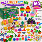 160 Pcs Fidget Toys Party Favors Pack - Randomly Selected Pop Sensory Set Gifts Stickers for Kids Adults Boy Girl Stocking Stuffers Autistic Bulk Goodie Bag Filler Treasure Box Classroom Prizes School