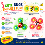 3PCS Suction Cup Spinner Toys for 1 Year Old Boy Girl - Top 12 18 Months - 1 2 Year Old Boy Birthday Gift - Baby Bath Toy for Kids Ages 1-3 - Sensory Airplane Travel Toy for Infant Toddlers