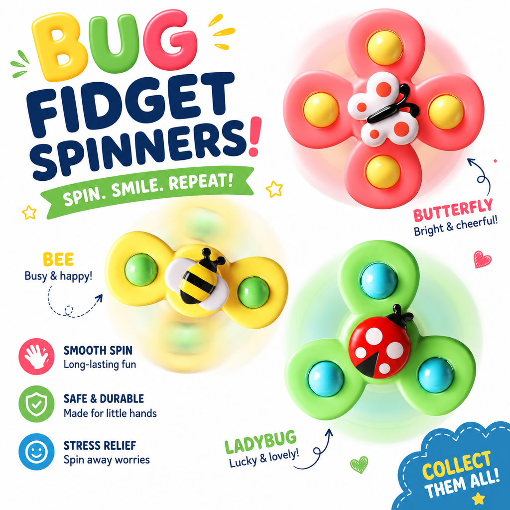 3PCS Suction Cup Spinner Toys for 1 Year Old Boy Girl - Top 12 18 Months - 1 2 Year Old Boy Birthday Gift - Baby Bath Toy for Kids Ages 1-3 - Sensory Airplane Travel Toy for Infant Toddlers