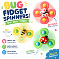 3PCS Suction Cup Spinner Toys for 1 Year Old Boy Girl - Top 12 18 Months - 1 2 Year Old Boy Birthday Gift - Baby Bath Toy for Kids Ages 1-3 - Sensory Airplane Travel Toy for Infant Toddlers