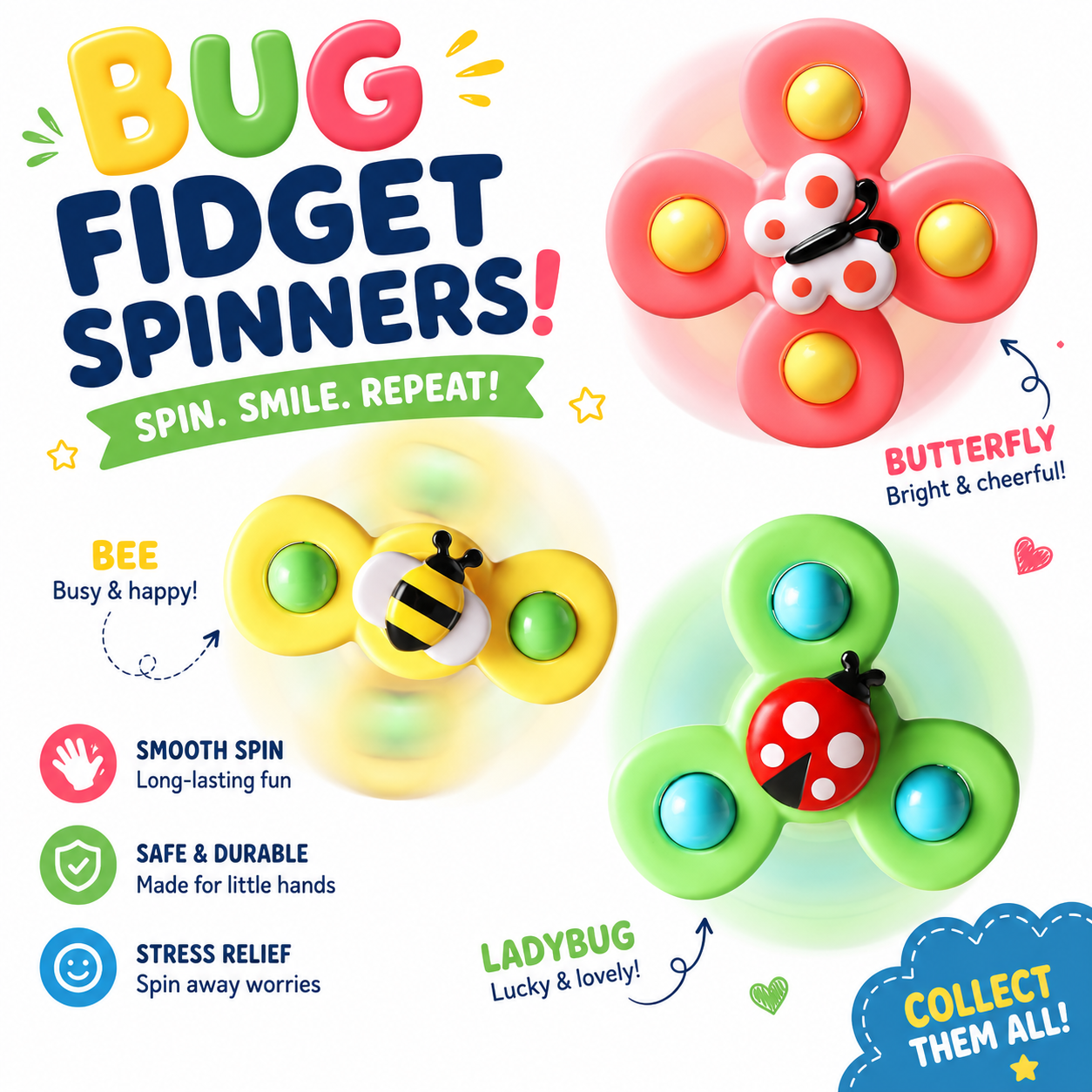 3PCS Suction Cup Spinner Toys for 1 Year Old Boy Girl - Top 12 18 Months - 1 2 Year Old Boy Birthday Gift - Baby Bath Toy for Kids Ages 1-3 - Sensory Airplane Travel Toy for Infant Toddlers