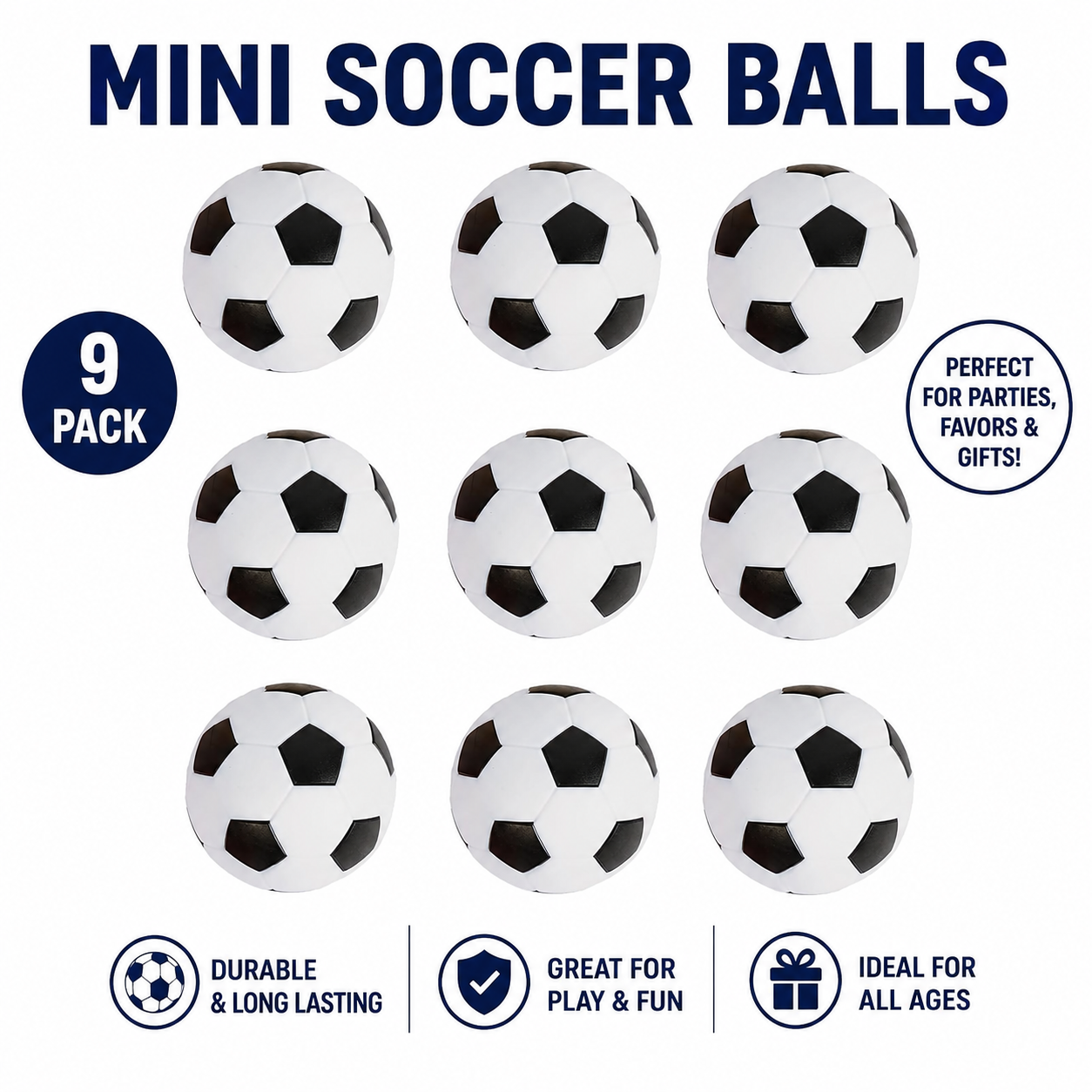 Pack of 9 Foosball Balls Mini Soccer Balls - Small Soccer Ball Replacements for Foosball Table Fun Home Recreation