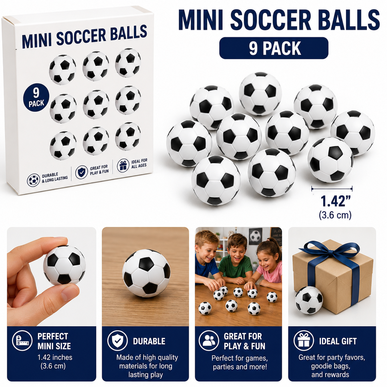Pack of 9 Foosball Balls Mini Soccer Balls - Small Soccer Ball Replacements for Foosball Table Fun Home Recreation