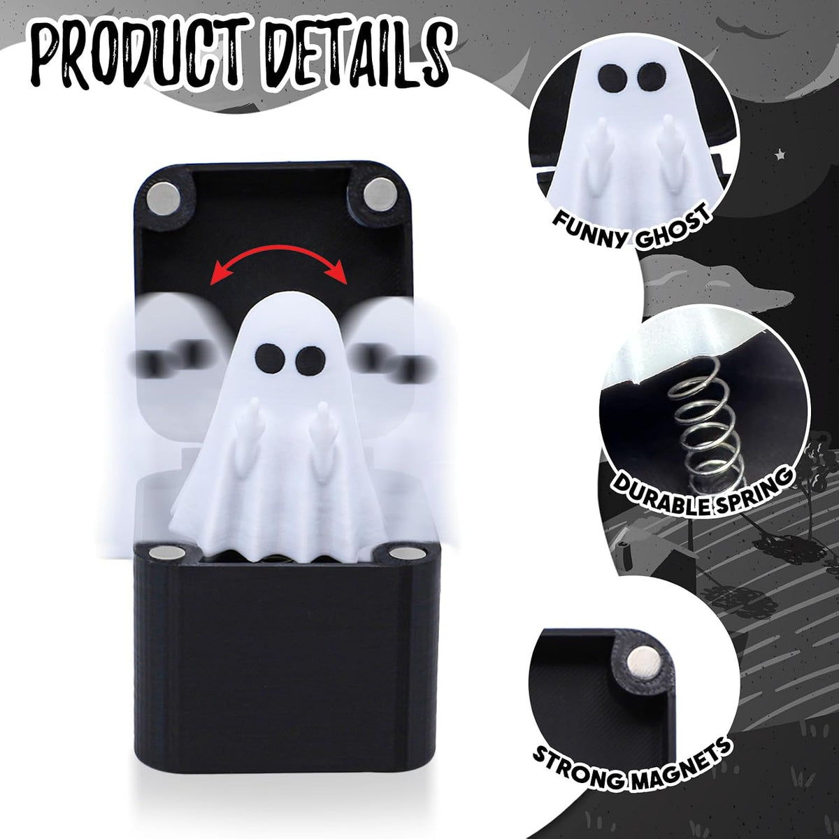 Halloween Little Ghost Fun Prank Toy Gift Box Funny Box Toy Spooky Prank - Halloween Ghost Surprise Holiday Creative Resin Ornament Gift Mini Frightened Ghost Halloween Surprise Novelty Funny Gifts