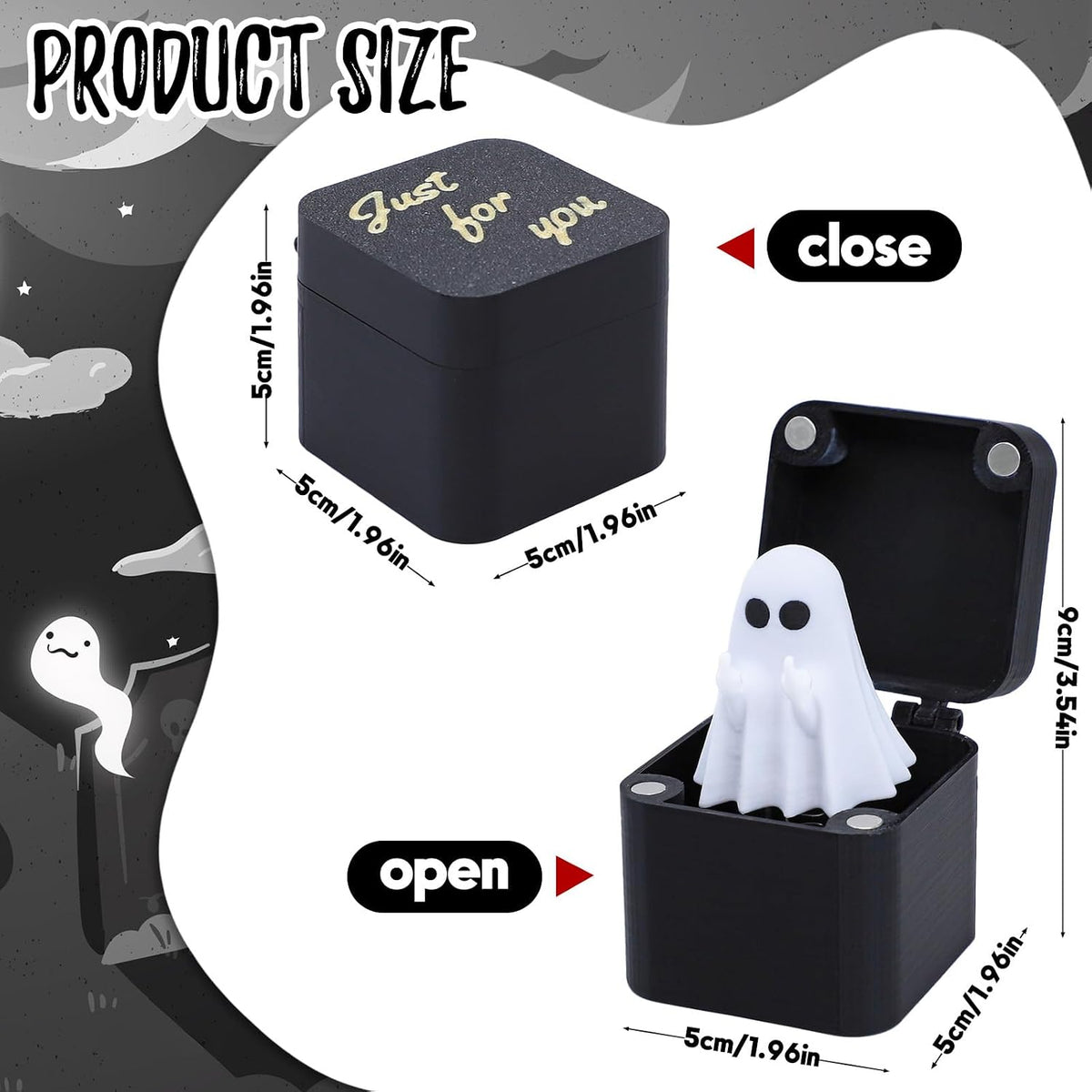 Halloween Little Ghost Fun Prank Toy Gift Box Funny Box Toy Spooky Prank - Halloween Ghost Surprise Holiday Creative Resin Ornament Gift Mini Frightened Ghost Halloween Surprise Novelty Funny Gifts