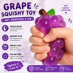 Crystal Grape Squishies Toy - Crystal Grape Squishies Stress Ball - Soft Fruit Squeeze Toy - Anxiety Relief Fidget Toy for Adults - Stress Toy for Desk Decor & Gift (Purple)