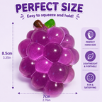 Crystal Grape Squishies Toy - Crystal Grape Squishies Stress Ball - Soft Fruit Squeeze Toy - Anxiety Relief Fidget Toy for Adults - Stress Toy for Desk Decor & Gift (Purple)