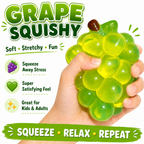 Crystal Grape Squishies Toy - Crystal Grape Squishies Stress Ball - Soft Fruit Squeeze Toy - Anxiety Relief Fidget Toy for Adults - Stress Toy for Desk Decor & Gift (Green)